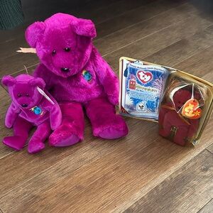 Millennium Ty Plush Bears Set in Vibrant Purple